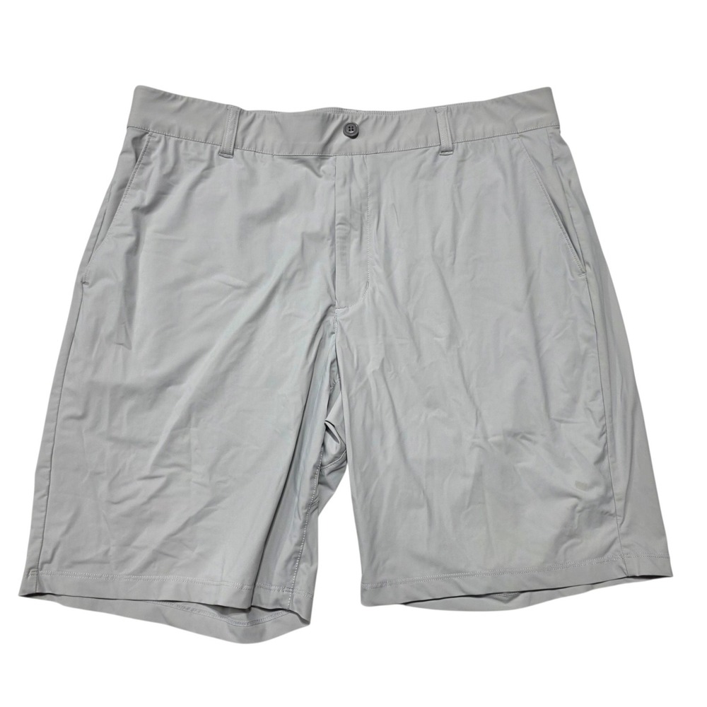 Johnnie-O Performance Golf Shorts Mens 38 Gray Nylon Spandex Stretch Flat Front